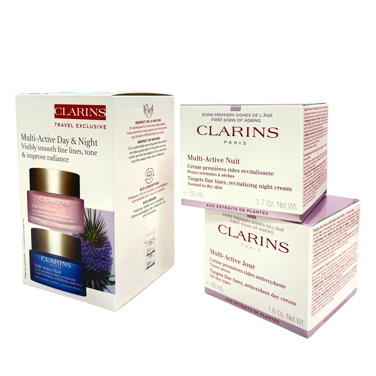 Clarins Multi-Active Day & Night Travel Exclusive 2 x (1.6oz