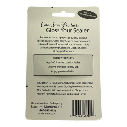Color Save Products Lip Gloss Lipstick Sealer with Vitamin E, 10 ml / 0.34 oz