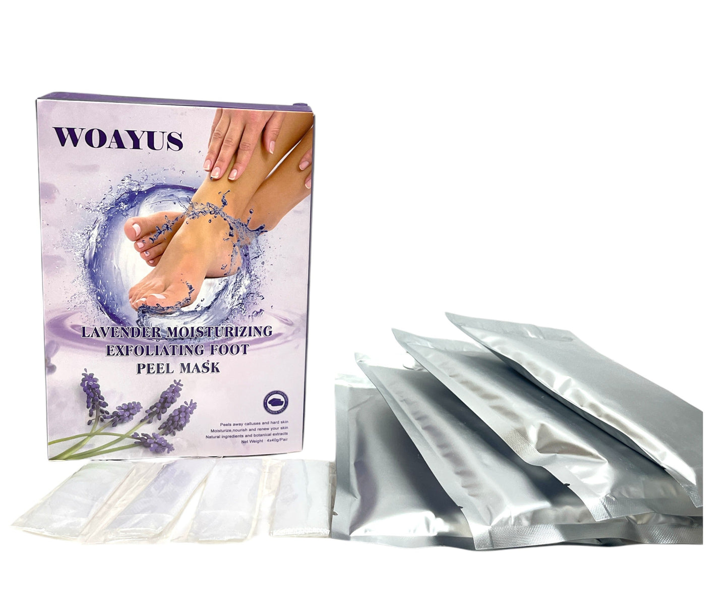 Woayus Lavender Moisturizing Exfoliating Foot Peel Mask (4 Packs)