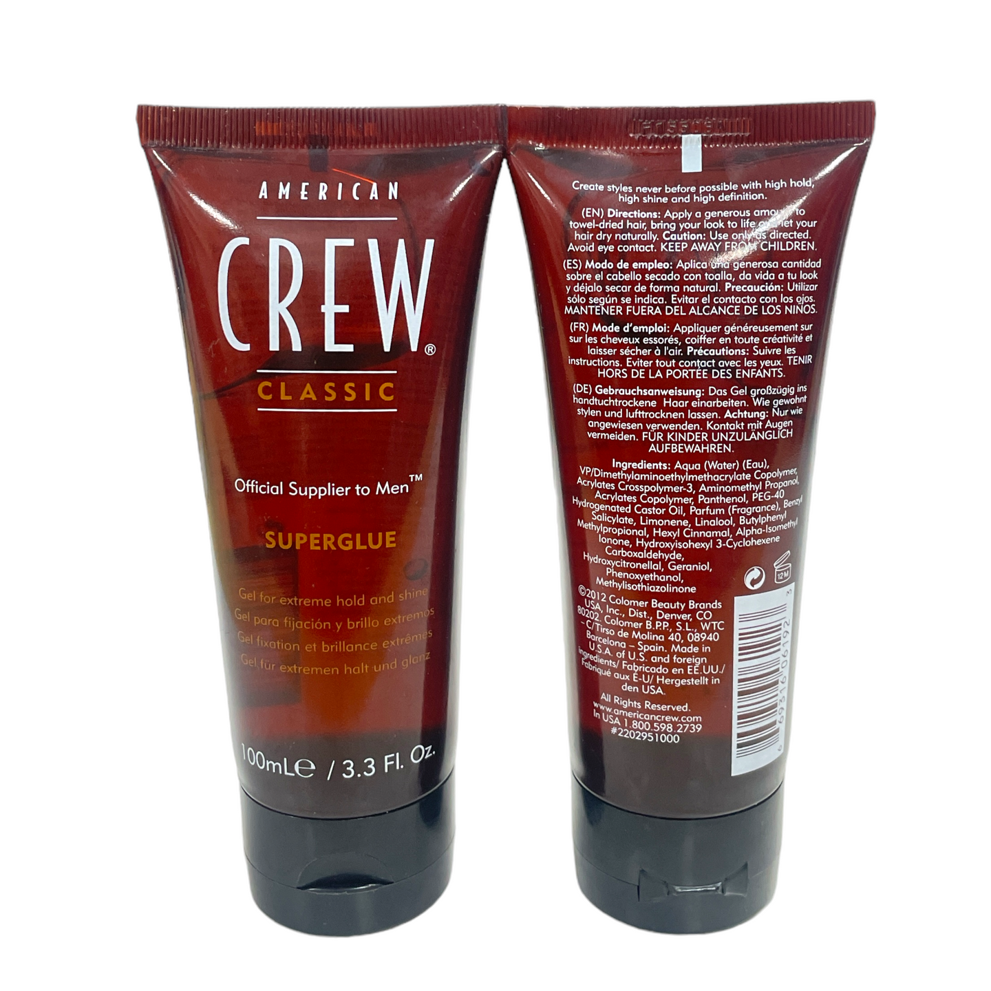 American Crew Classic Superglue Gel for Extreme Hold and Shine Lot of 2 x (100ml / 3.3fl.oz)