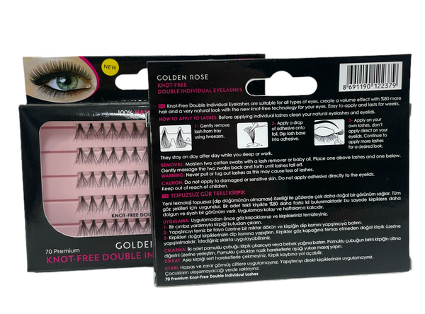 Golden Rose Knot-Free Double Individual Eyelashes