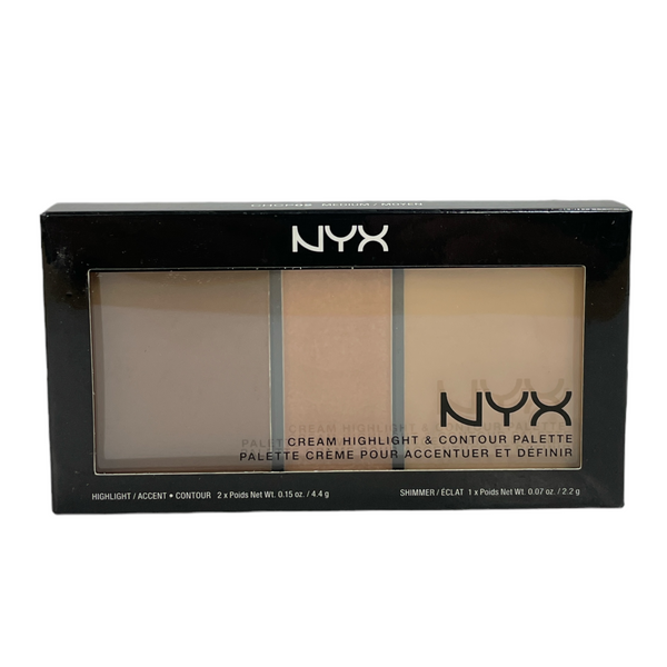 NYX Cream Highlight & Contour Palette -Highlight: 2x(0.15oz/4.4g) -Shimmer 1x(0.07oz / 2.2g)