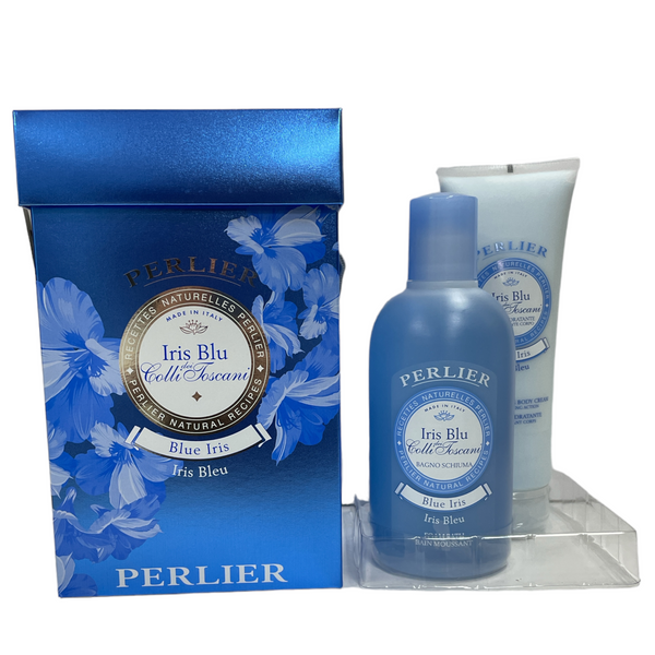 Perlier Iris Blu Kit (Blue Iris) Includes Foam Bath & Moisturizing Body Cream.