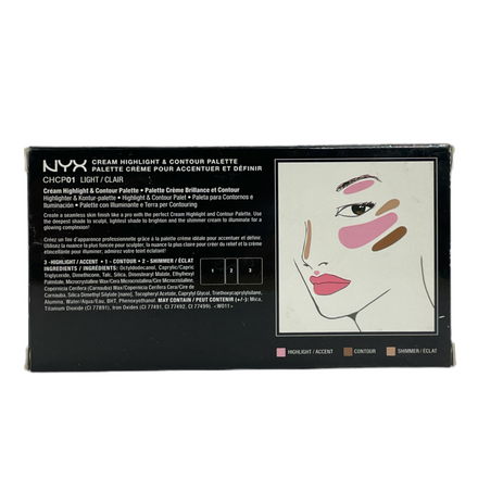 NYX Cream Highlight & Contour Palette -Highlight: 2x(0.15oz/4.4g) -Shimmer 1x(0.07oz / 2.2g)