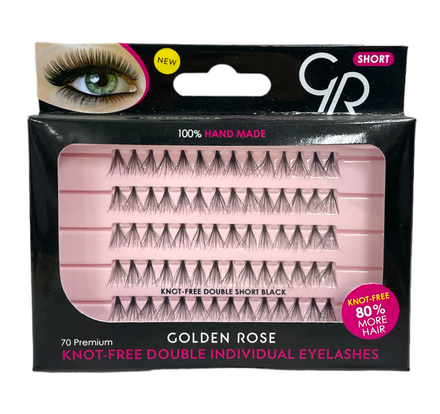 Golden Rose Knot-Free Double Individual Eyelashes